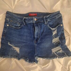 Guess Blue Distressed Jean Shorts